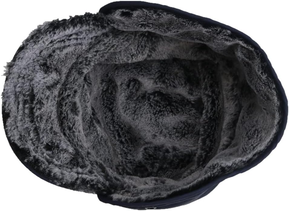 VIDI Mens Women Winter Hat Waterproof with Brim Plush Inner Lining Warm Earflap Faux Male Female Ski Baseball Cap