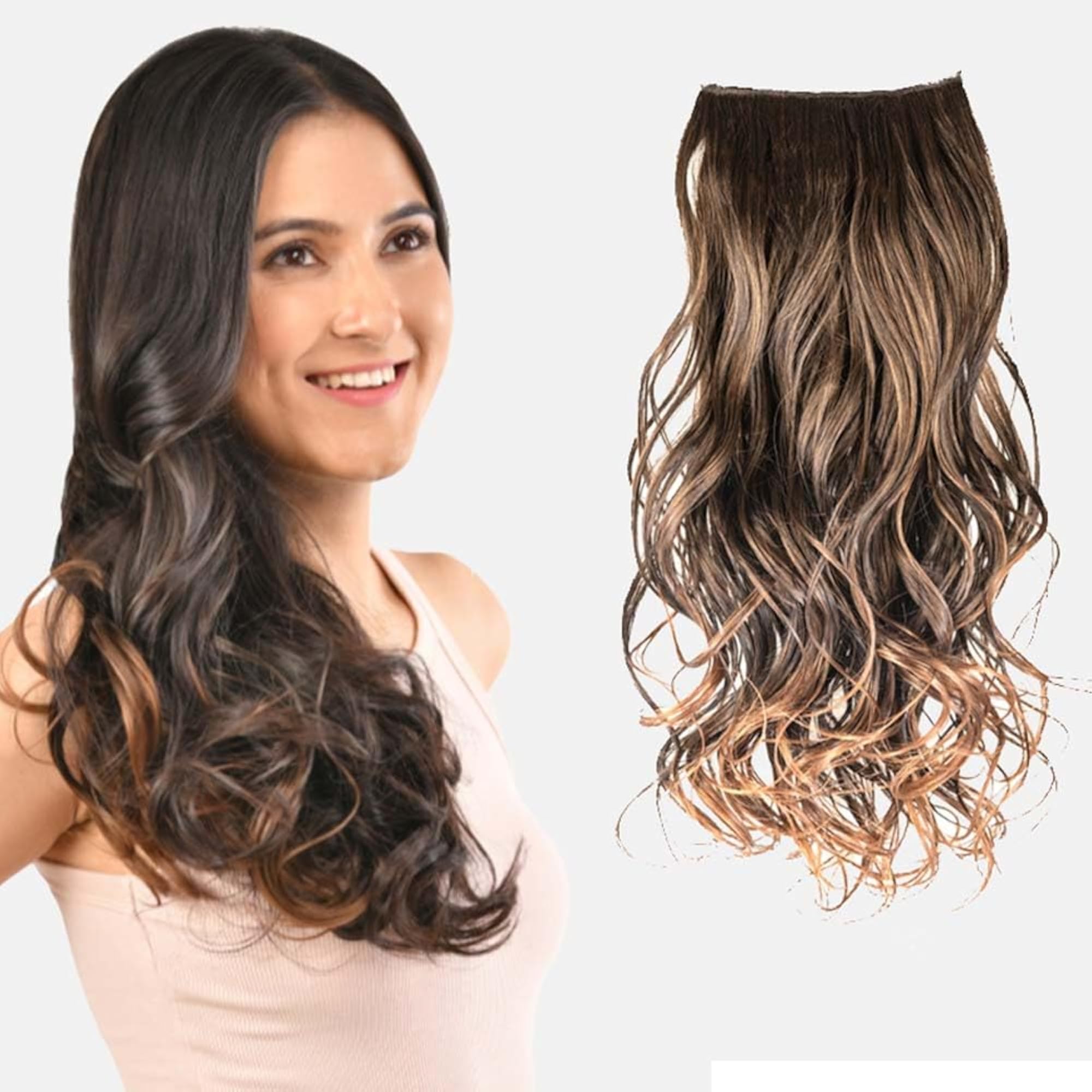 JustClipIt Elsa Wavy Hair Extension in Short Natural Brown