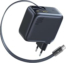 Baseus Enercore USB C Charger 100W with Expandable Cable, 3 GaN Ports, Fast Charger PD Compatible with MacBook Pro Air, Dell, HP, iPad, iPhone 16-8 Pro Max Plus, Galaxy S25-S20 Ultra