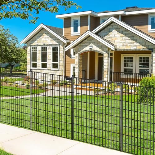 Image of 15 Panels No Dig Garden Fence with Gate, 40 in(H) X 36.3 ft(L) Metal Fence Panels, Thickened Rustproof Garden Fencing, Animal Barrier Fence for for Dogs, Rabbits, Landscape, Patio