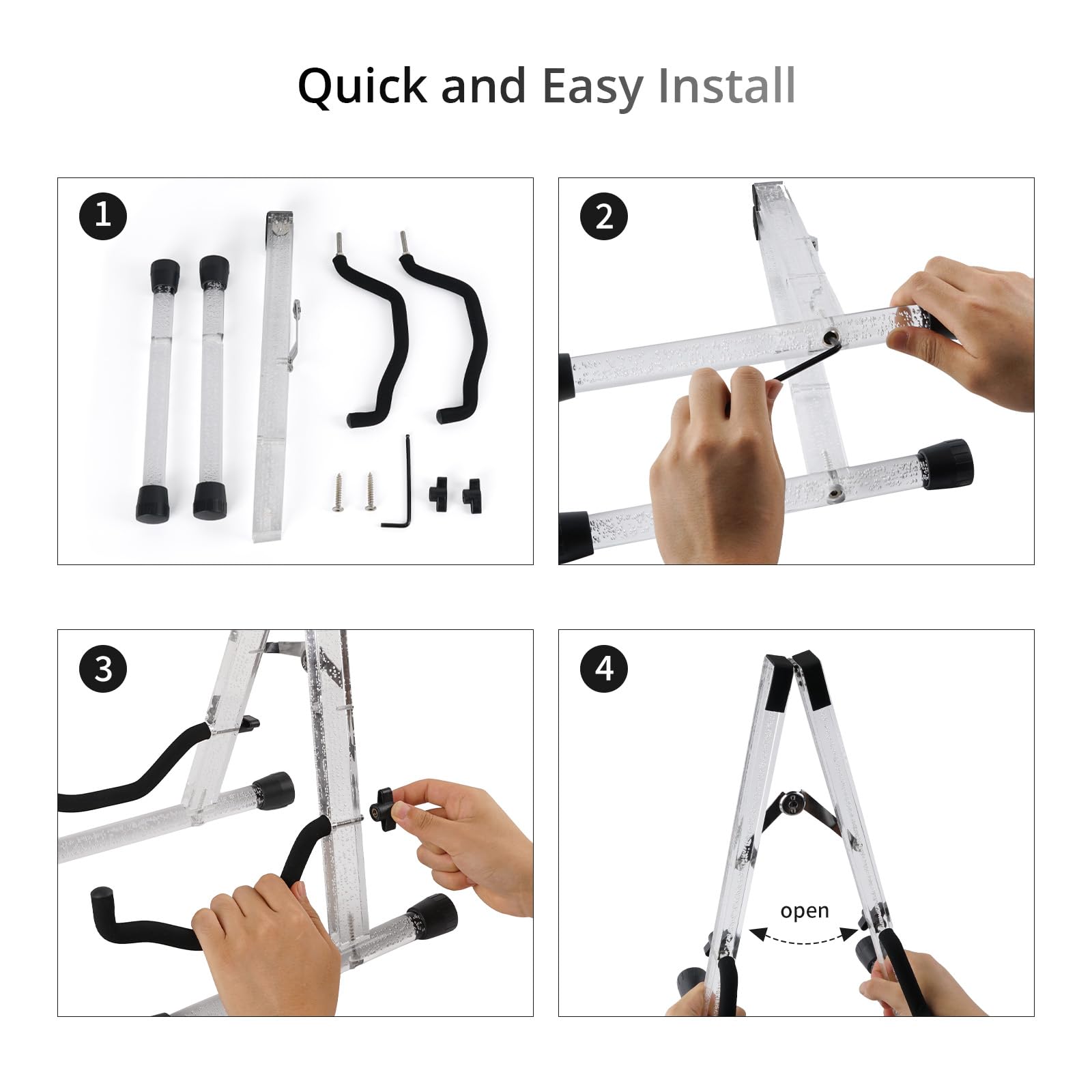 Support de guitare acoustique avec mousse rembourrée, support de guitare électrique classique, support pliable en acrylique pour guitare basse (bulle de cristal)