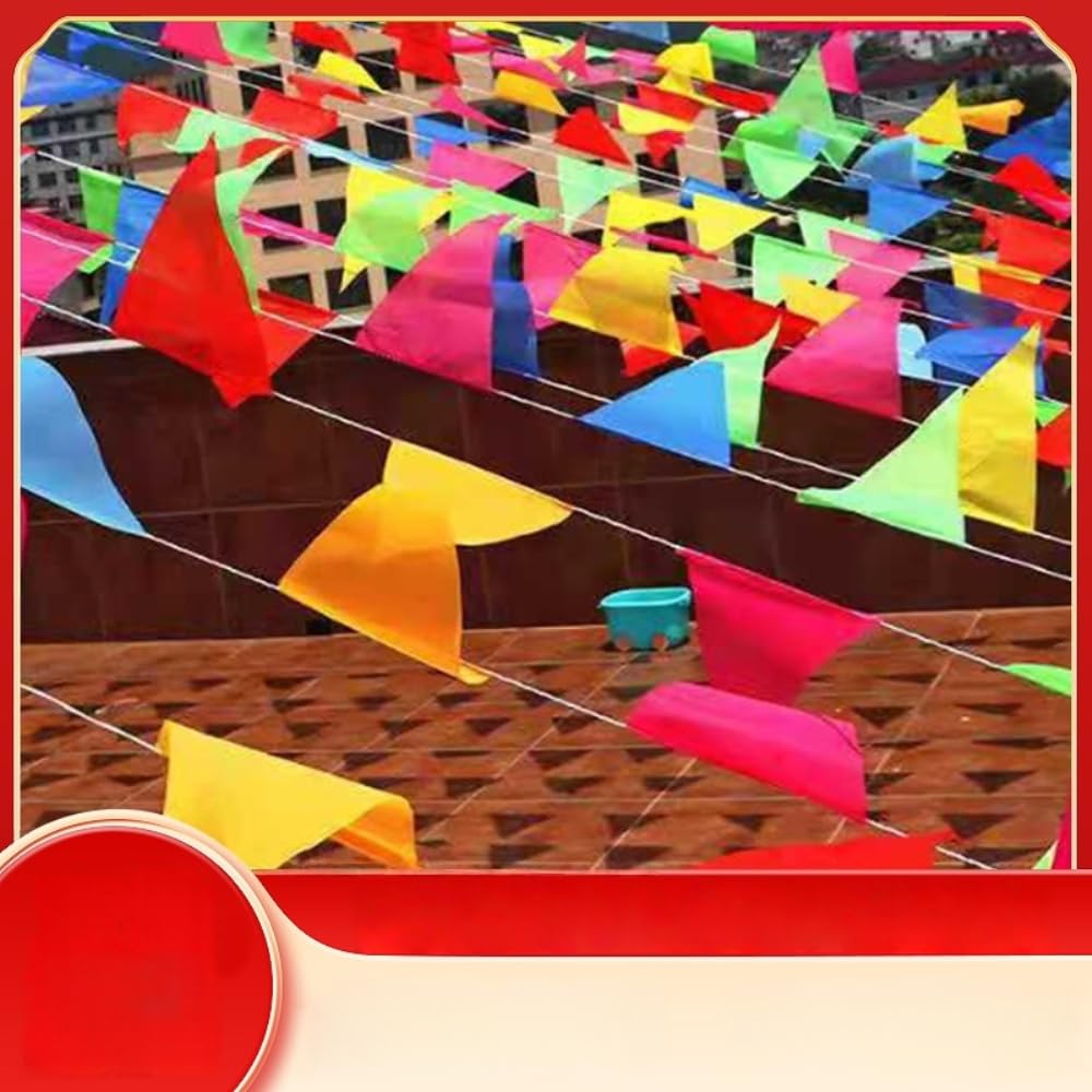 Wambere 5 Stück Wimpelkette Bunt Dreieck Flaggen Wimpel Girlande Wimpel Banner Willkommen Girlande Geburtstagsgirlande Wetterfest Stoff Wimpel Deko Girlande Bunt für Hochzeit Party Festival,Weiß A,L