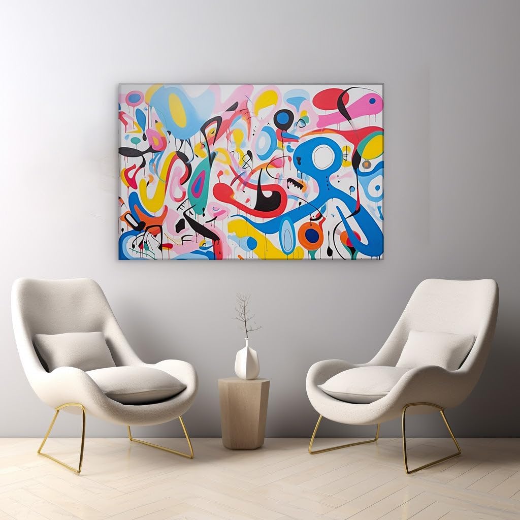 Canvas for Living room. Vibrant Complexity: An Abstract Symphony of Colors Unleashed on Canvas, 27 x 18 inch Canvas Wall Art - Contemporary Masterpieces - Modern Home Decor