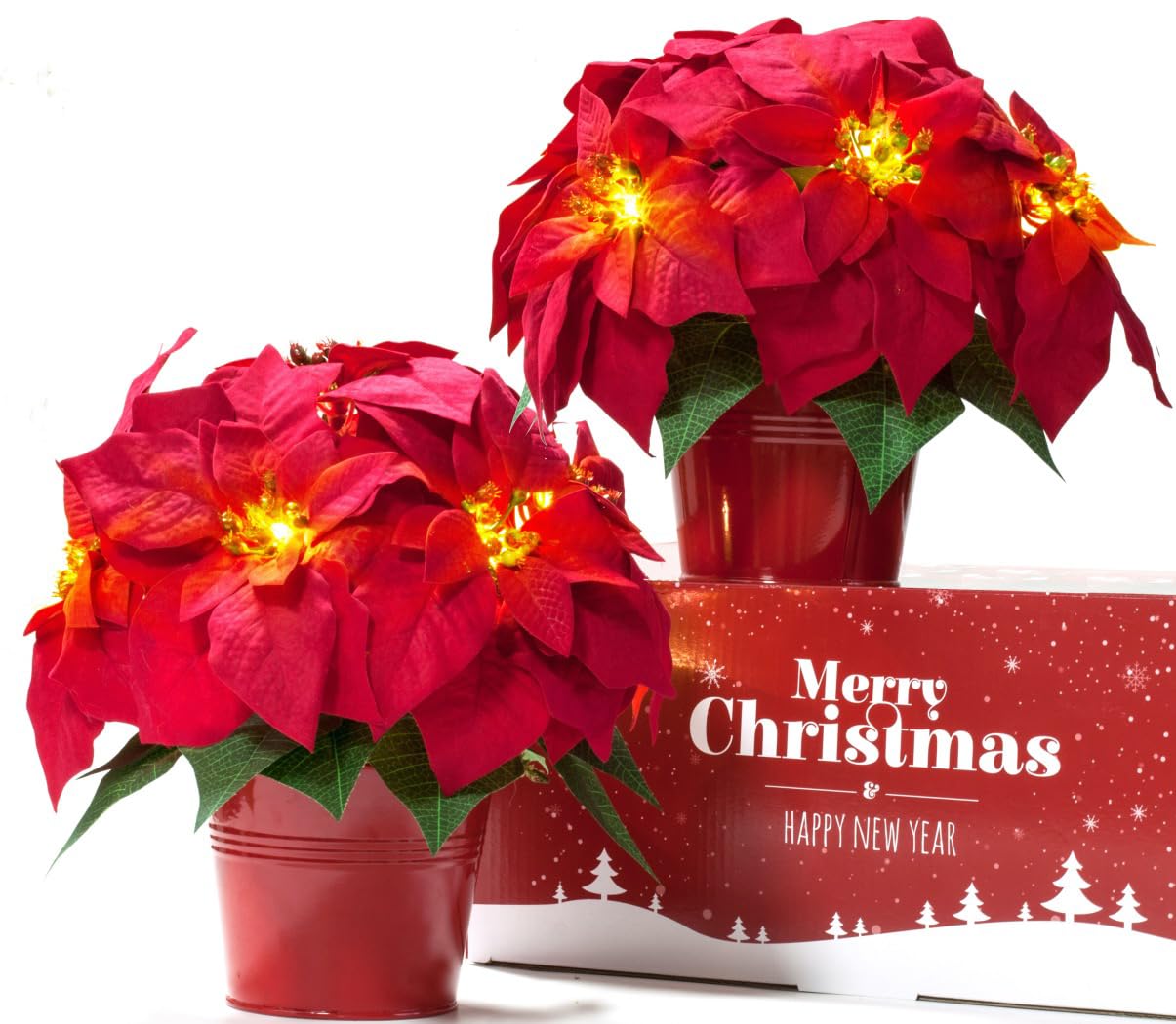 HOMESEASONS 10 Inch Outdoor LED Poinsettia