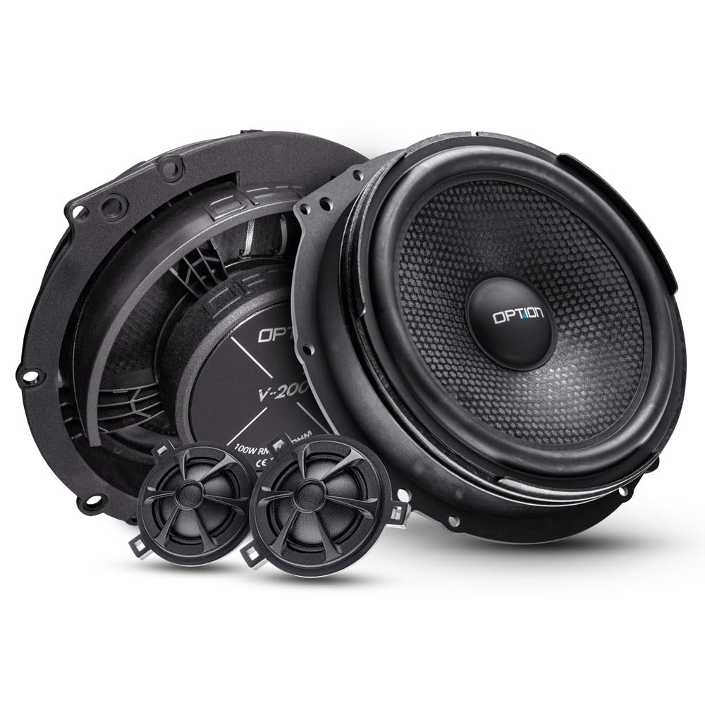 Option AIR Front Lautsprecher-System kompatibel mit VW T5/T6-100% Plug & Play System - inkl. Lautsprecher-Dichtringe - 100 Watt RMS, 91 dB Wirkungsgrad