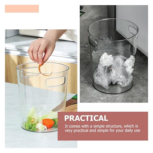 Miniatura 9 de Alipis 1 cubo de basura transparente con asa, cubo de basura de oficina, pequeño bote de basura redondo de plástico para baño, cocina, dormitorio,