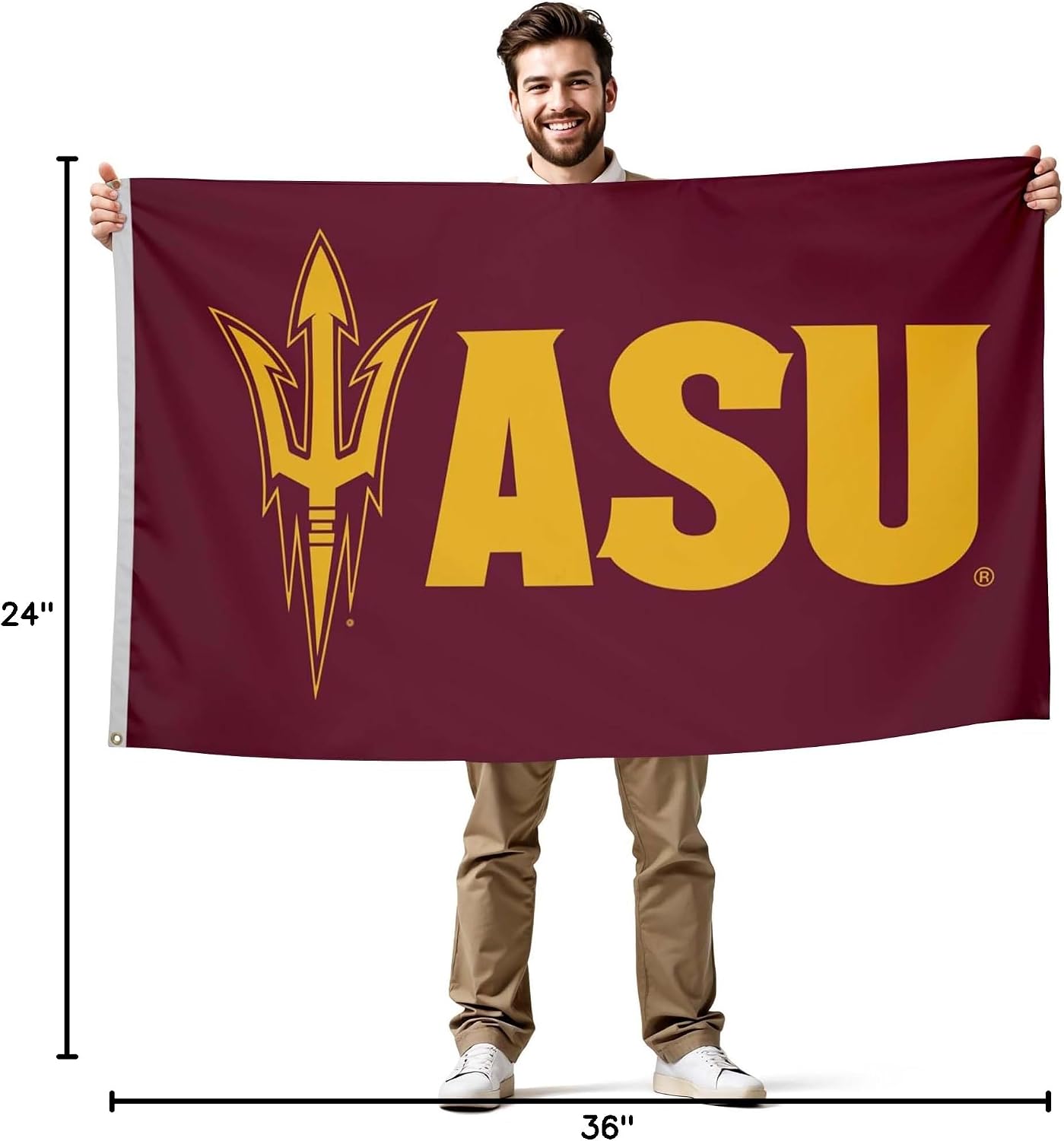 Arizona State Sun Devils College Sports Printed Flag - NCAA Licensed - Nylon - School Banner (Maroon, Gold) (3' x 5')