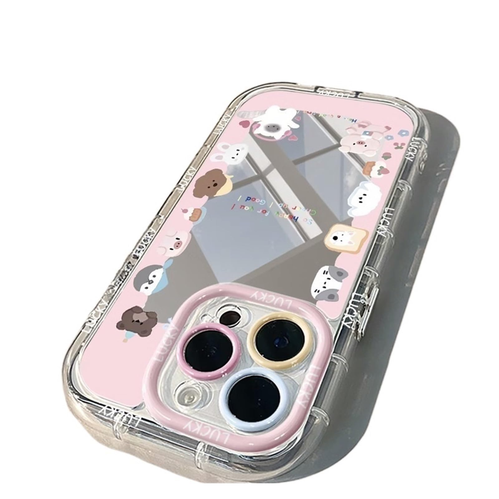 Roemary Custodia Con Specchio Per IPhone 16e - Design Coniglietto Nero, Con Staffa E Protezione Fotocamera