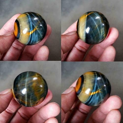 Miniatura 3 de TEAMWILL 2 bolas de cristal de cristal de jaspe de ojo de tigre azul natural, esfera de cuarzo, regalos de roca curativa