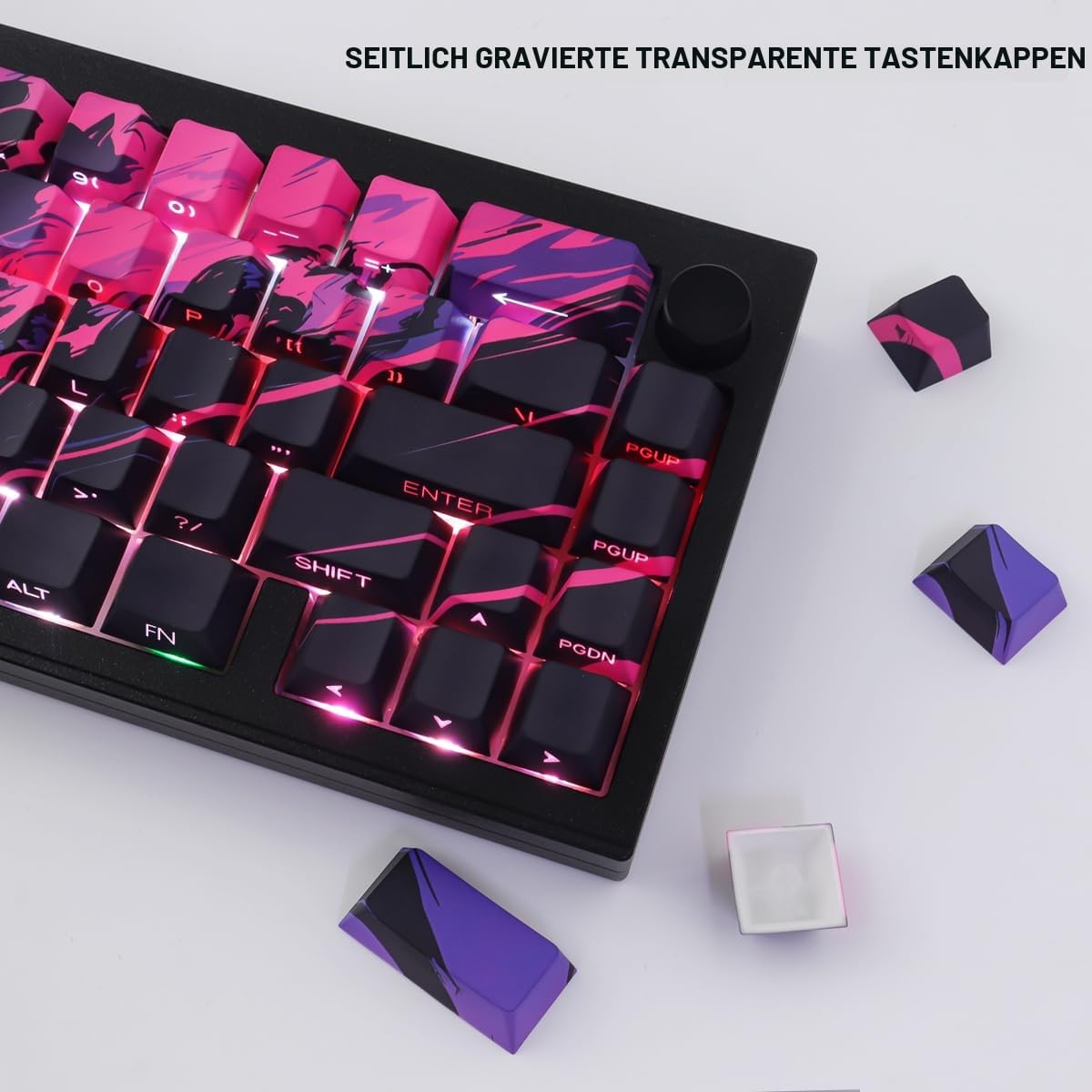 PBT keycaps, 131 Keys Double Shot Keycaps Side Engraved Transparent Keycap Set Cherry Profile Backlit Keycap for Cherry MX Switch Mechanical Keyboard