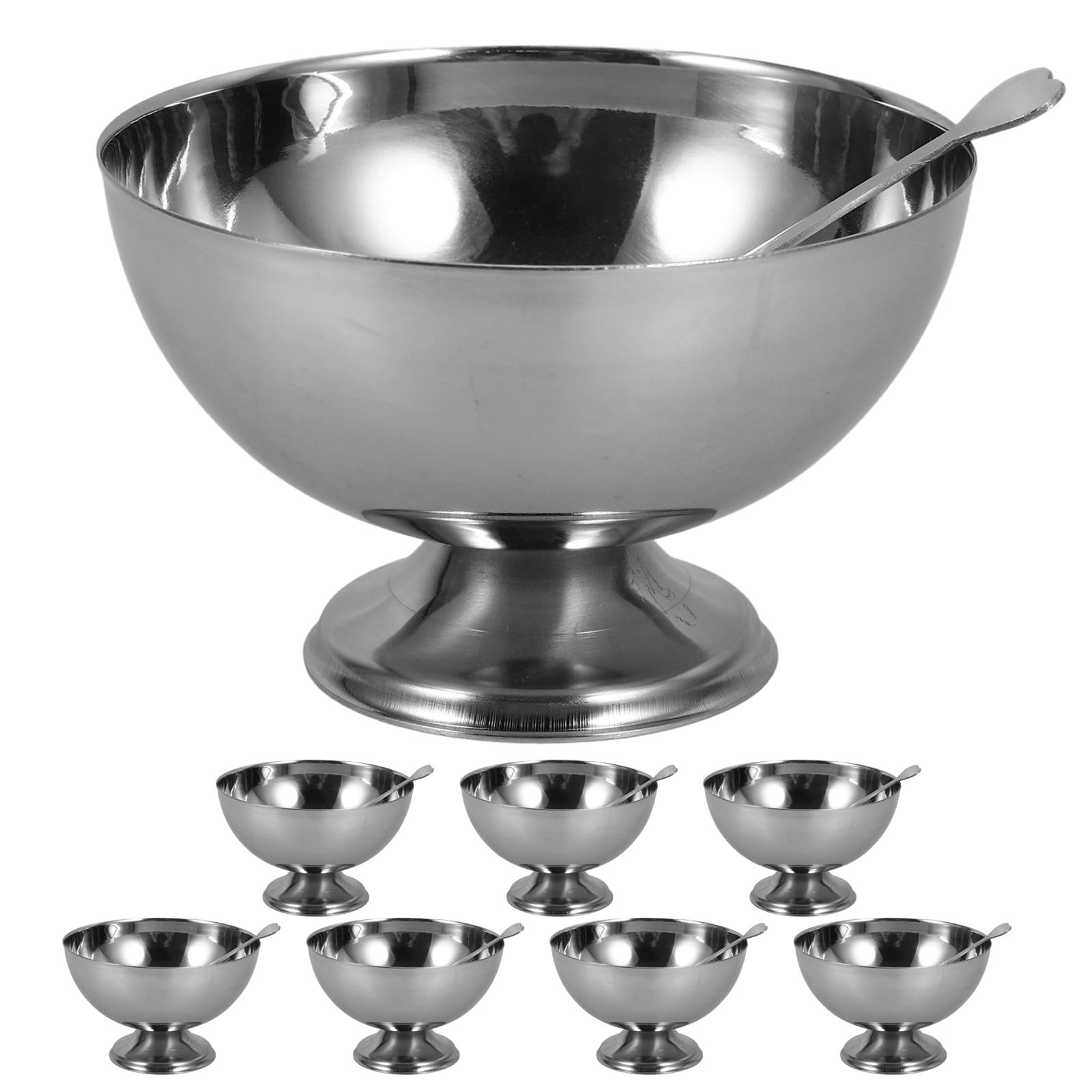8 coppe per gelato: 200 ml/6,8 fl oz, coppette da dessert in acciaio inossidabile, ciotole moderne per servire macedonie e budini, coppette rotonde con piedistallo per snack, salse e