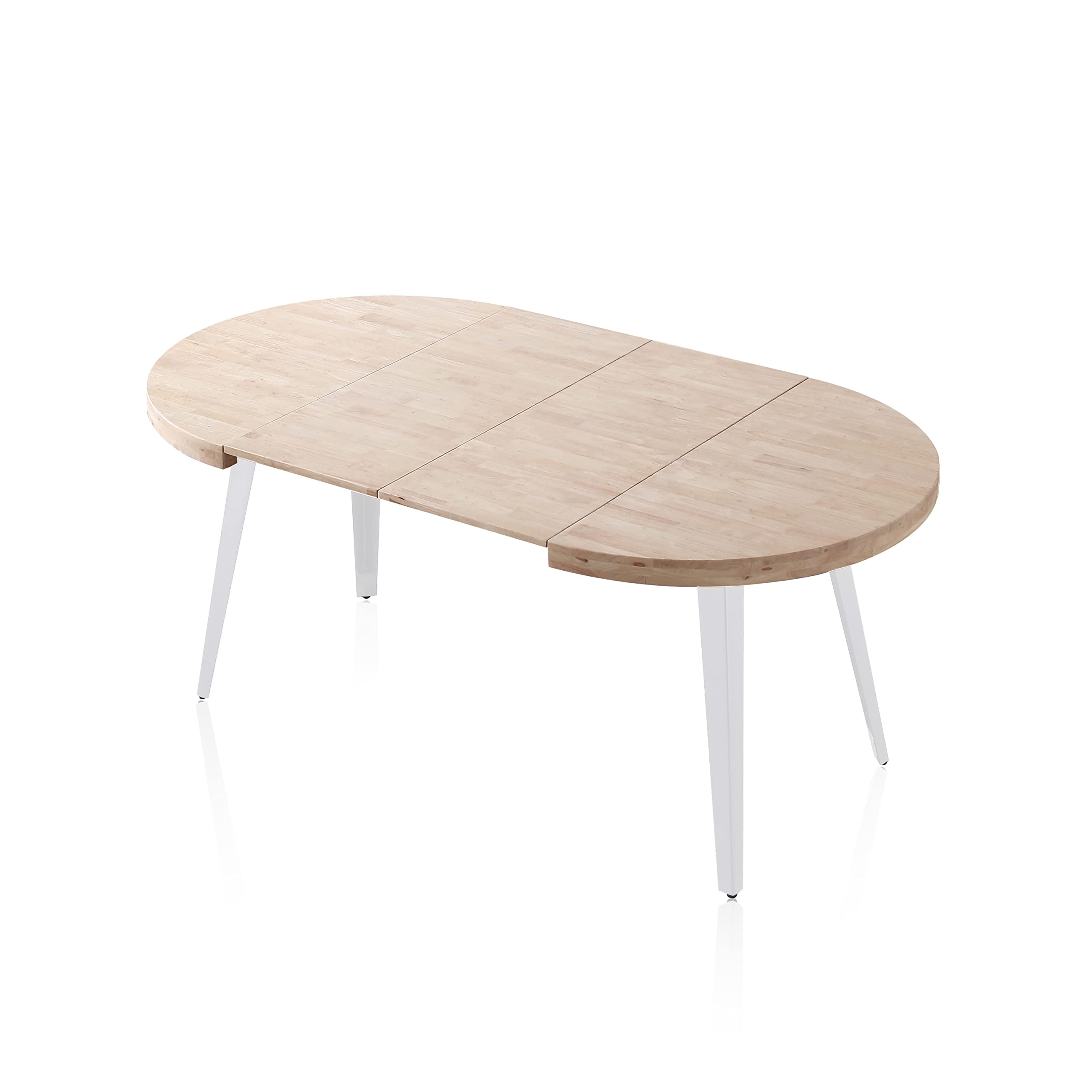 Adec Group Berg, Mesa de Comedor Redonda Extensible, Mesa 2 Tramos, Acabado en Roble y Blanco, Medidas: 100-140 - 180 cm (Largo) x 100 cm (Ancho) x 78 cm (Alto)