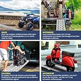 MASKO® Auffahrrampe 340kg Faltbare ALU Verladerampe Max 680kg* Pro Paar Verladeschiene Antirutsch Klappbar max. 340kg* pro Stück Motorrad ATV Quad PKW Auto Laderampe,1x Auffahrrampe Silber