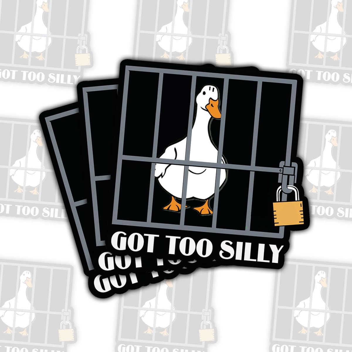 3 Pcs Goose Got Too Silly Sticker, Funny Silly Goose in Jail Decal, Goose Got Too Silly Sticker, Certified Silly Goose Stickers for Book Notebook