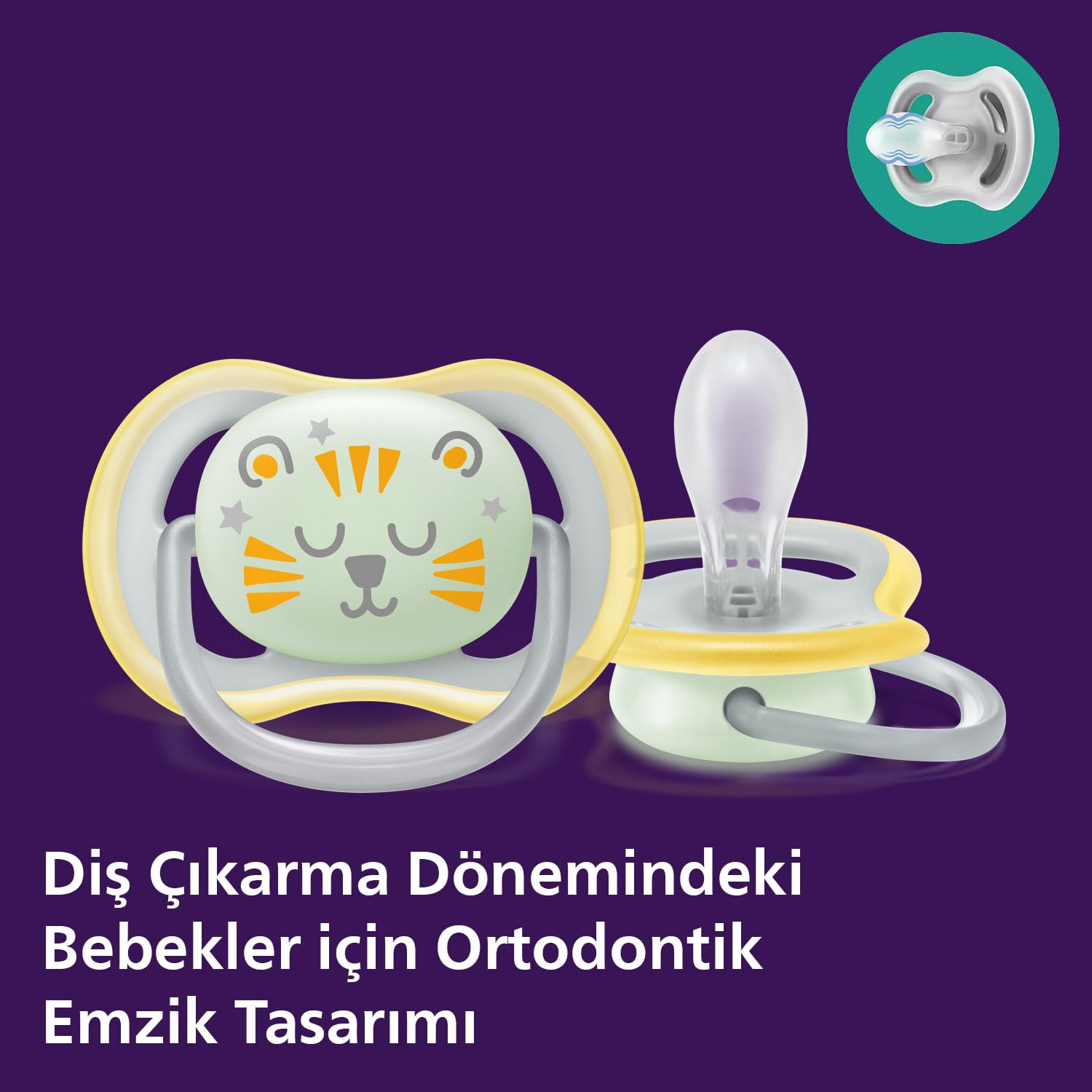 Philips Avent Ultra Air Gece Emzik, 18 Ay+, 2’li Paket, Karanlıkta Parlayan, Ortodontik Silikon, Geniş Hava Delikli, Mikrodalga Sterilize Edilebilir, BPA İçermez, SCF376/01