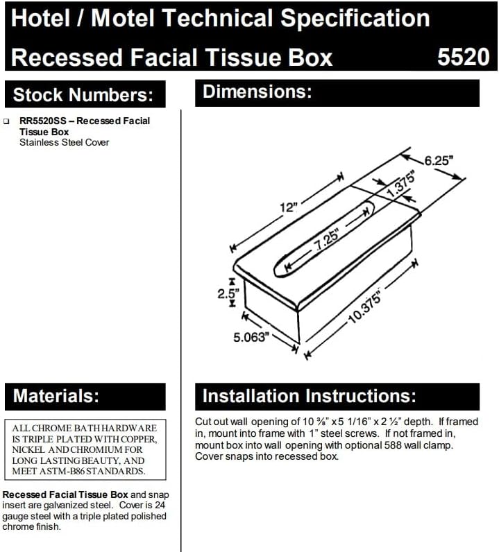 Moen RR5520SS Commercial Tissue Box, Stainless image 4