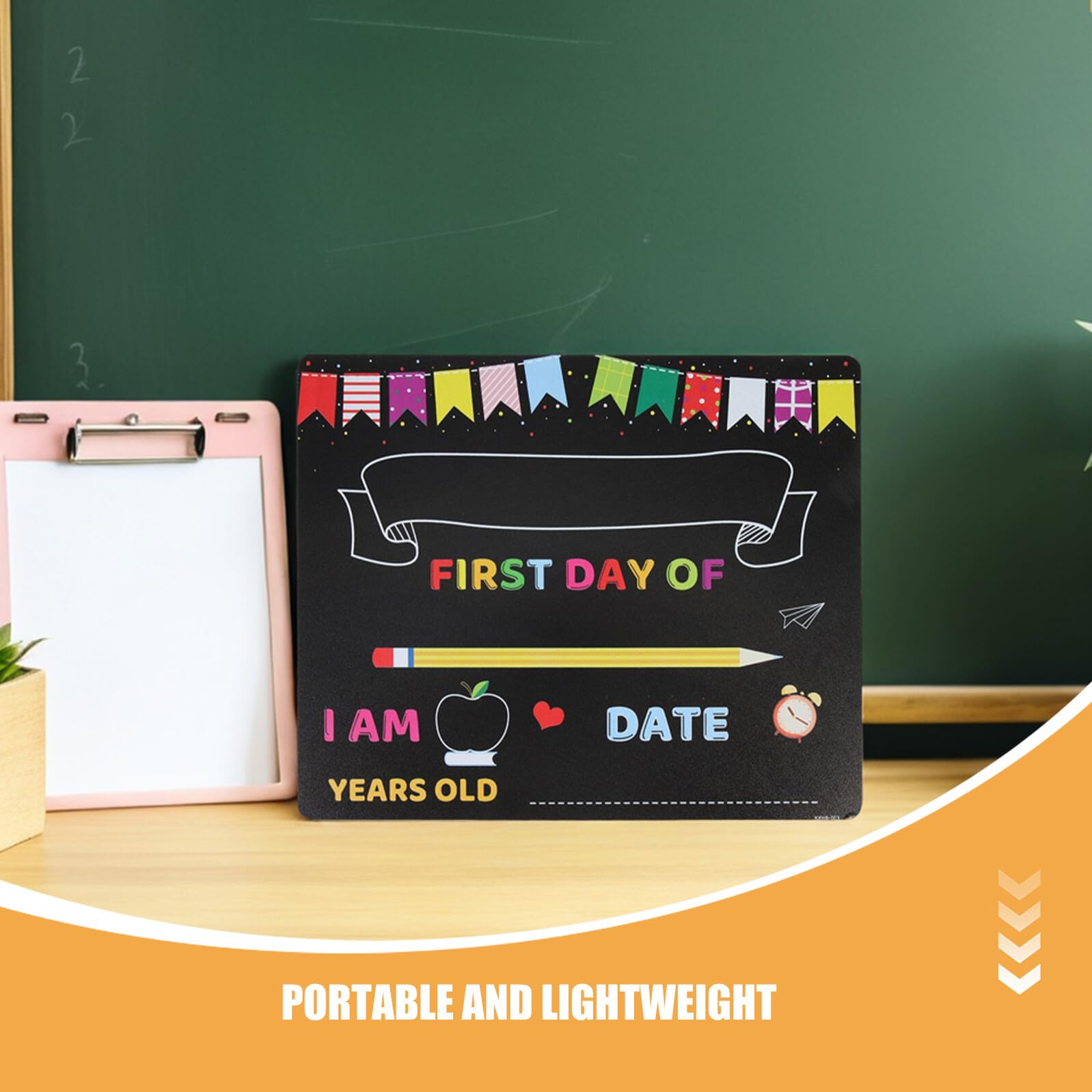 Lot de 2 Tableaux Noirs Réutilisables Rentrée Scolaire Surface Effaçable Lisse Format Compact Portable Panneau Souvenir pour Premier et Dernier Jour de Maternelle Accessoire