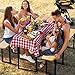 VINGLI 70 Inch Folding Picnic Tables with Benches Set, Weather-Resistant Wooden Beer Garden Table Bench, 3-Piece Portable Fold Up Camping BBQ Table w/Carrying Handles,Natural Wood Color