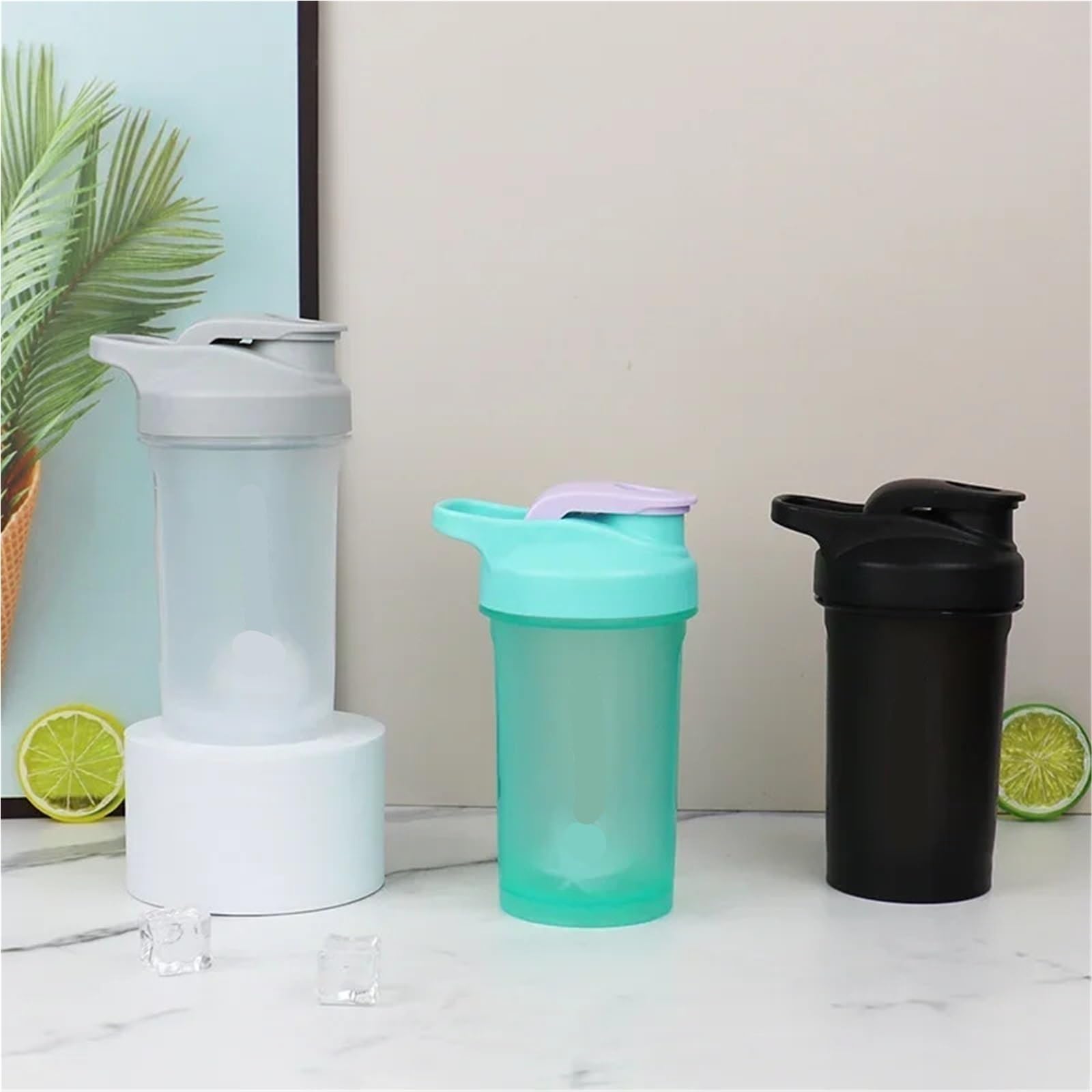Botella mezcladora portátil de proteínas en polvo, a prueba de fugas, para gimnasio, al aire libre, entrenamiento, deporte, taza mezcladora (rosa)