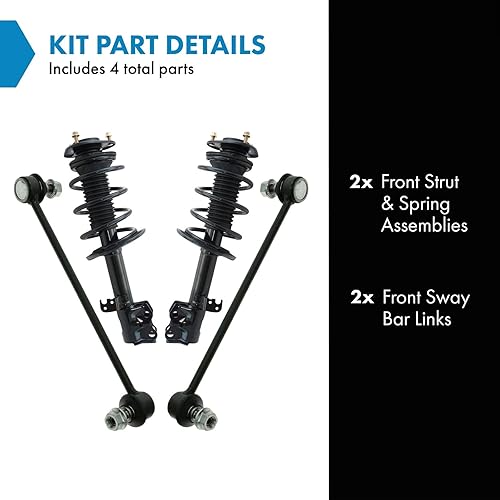 Miniatura 1120 de TRQ Kit de suspensión delantera, conjunto de amortiguadores y resortes, barra estabilizadora, enlace estabilizador compatible con Chevrolet