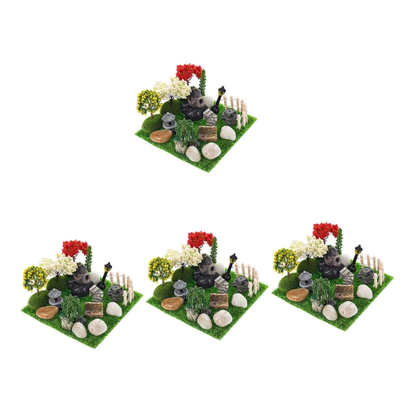 BESPORTBLE 4zestawy Miniaturowych Akcesoriów Do Ogrodu Wrzośca Elementów Plastikowe Dekoracje Do Terrarium Miniaturowe Drzewka i Kamienie Urokliwych Krajobrazów