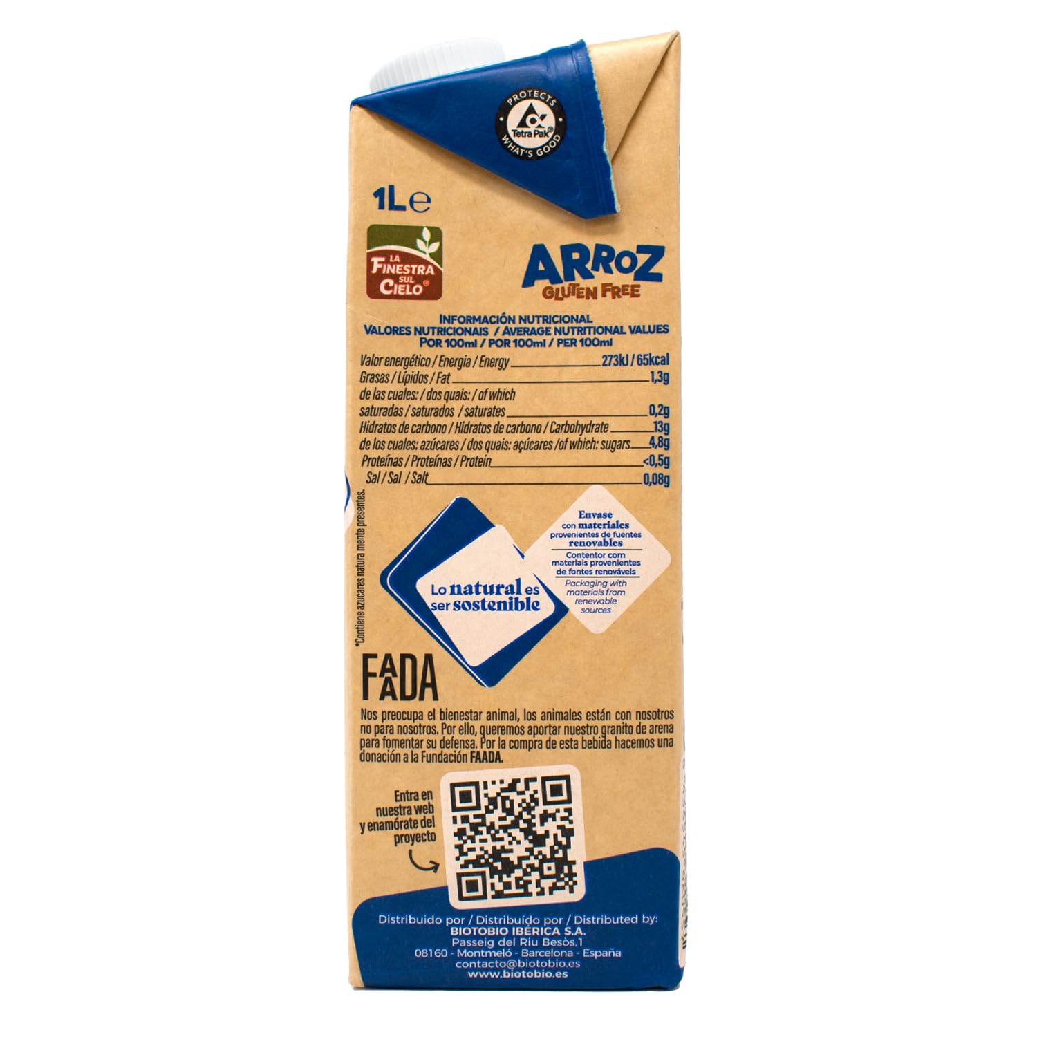 Bebida de arroz BIO gluten free La Finestra sul cielo 1l