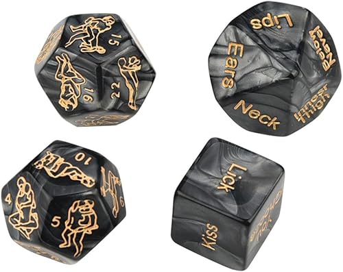 Miniatura 2 de AmaMary Juego de dados sexuales, 4 piezas de dados sexuales negros para parejas, juego de dados para adultos, juegos de dados sexuales para adultos