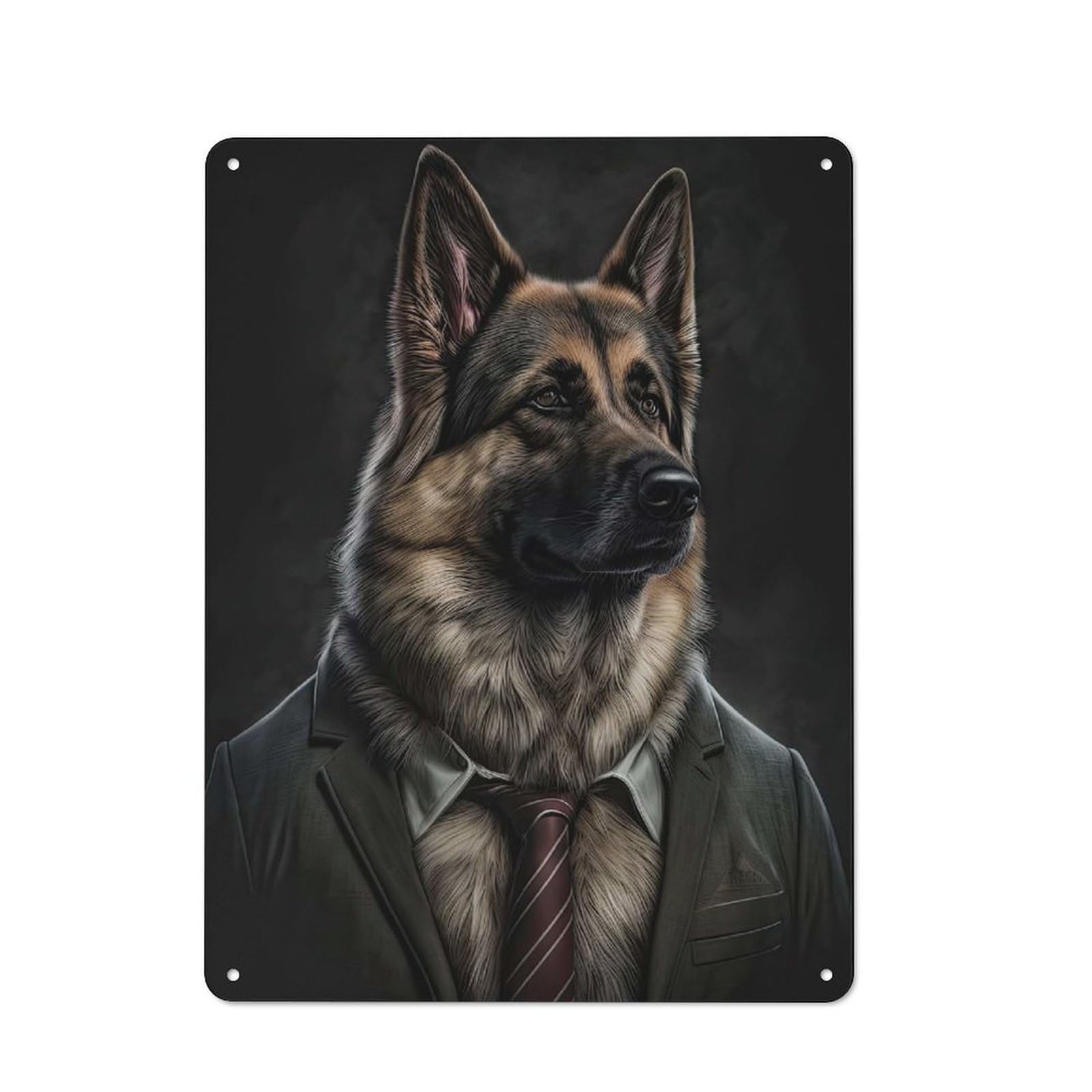 Junmoney Men's Style-8 German Shepherd Suit Retro Metal Wall Sign 40X30cm For Café Or Home Bar, For Home Bar Enthusiasts, For Retro Home Interiors