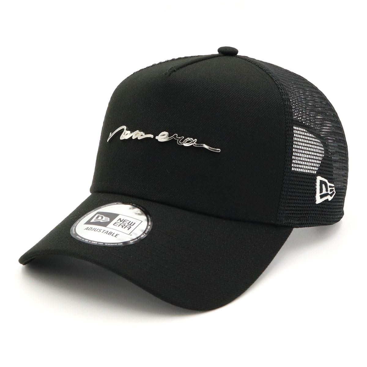 [ニューエラ] メッシュキャップ 9FORTY AFrame Trucker/Cloth Strap 14721087 NER35C0706 ブラック 9FORTYAFRAME ONSPOTZ別注 Handwritten Metal Logo Aフレーム メンズ レディース 帽子 a-frame キュウフォーティー おしゃれ ストリート ブランド 旅行 FREE
