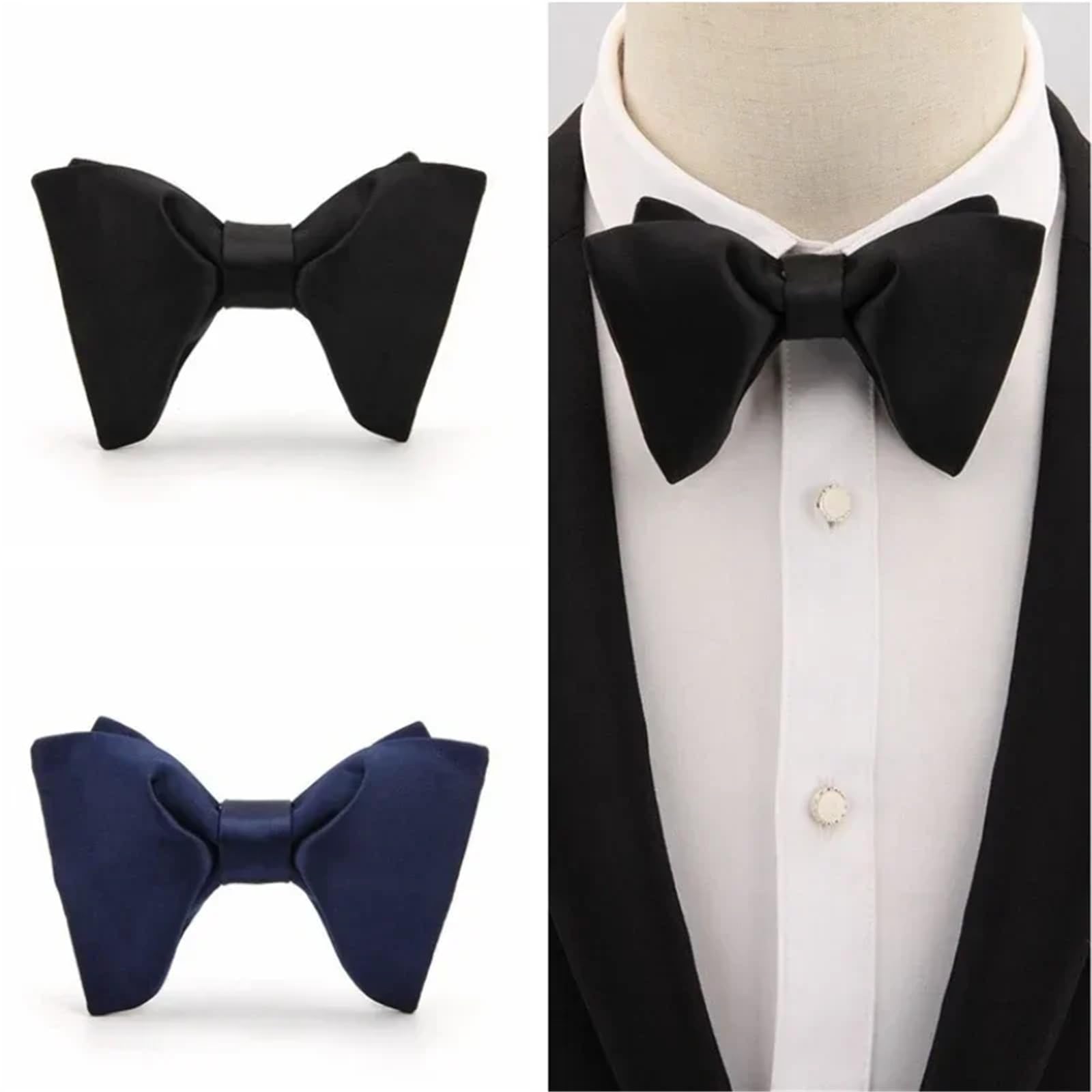 Papillon Pre-legati for Uomo Cravatte a Farfalla Tinta Unita Matrimonio Sposo Festa Banchetto Abito Colletto della Camicia Accessori(Blue 1)
