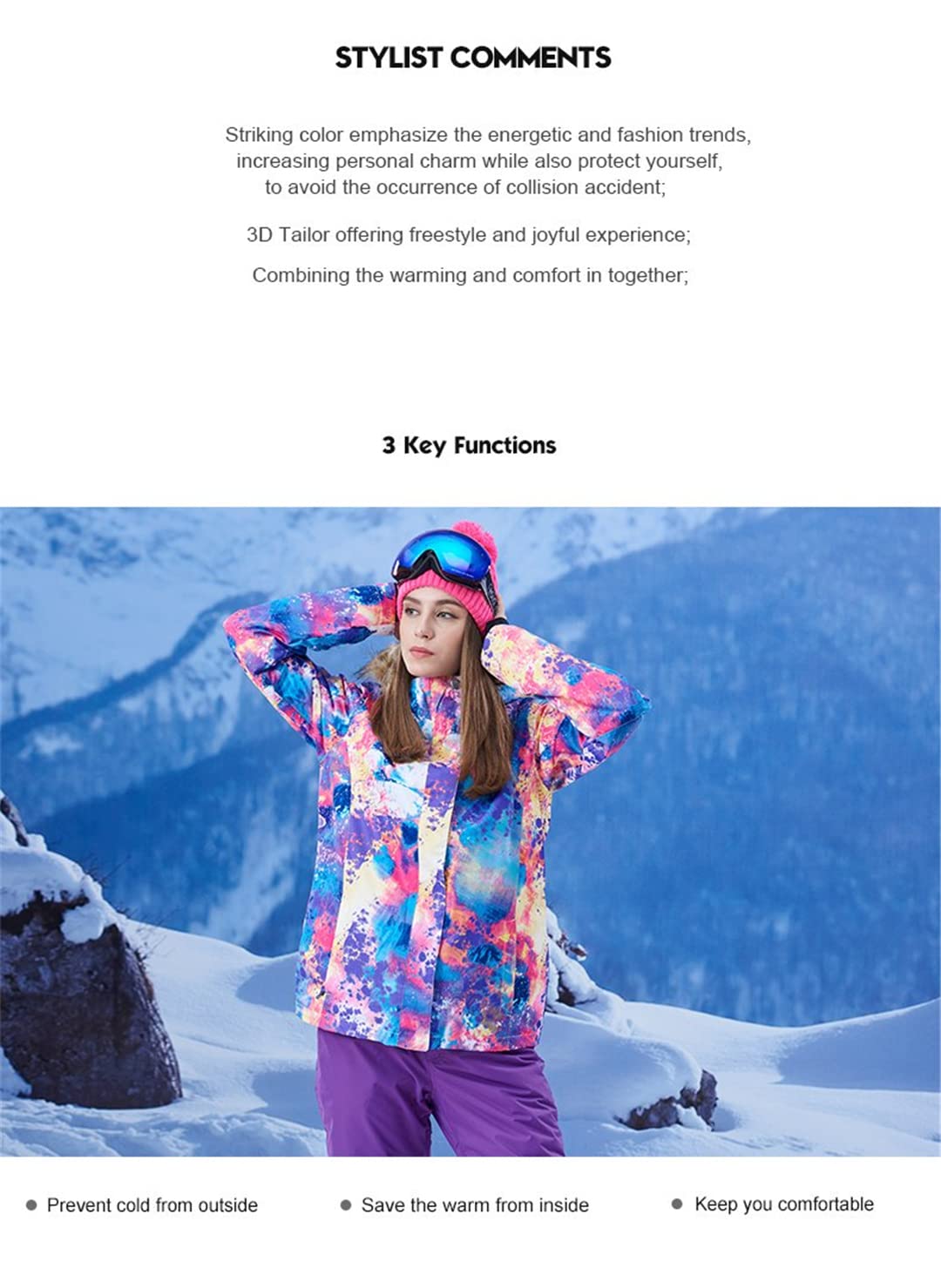 Chaquetas de nieve de invierno abrigos de hielo deportes al aire libre ropa de snowboard 10 K impermeable a prueba de viento traje de esquí desgaste para niña