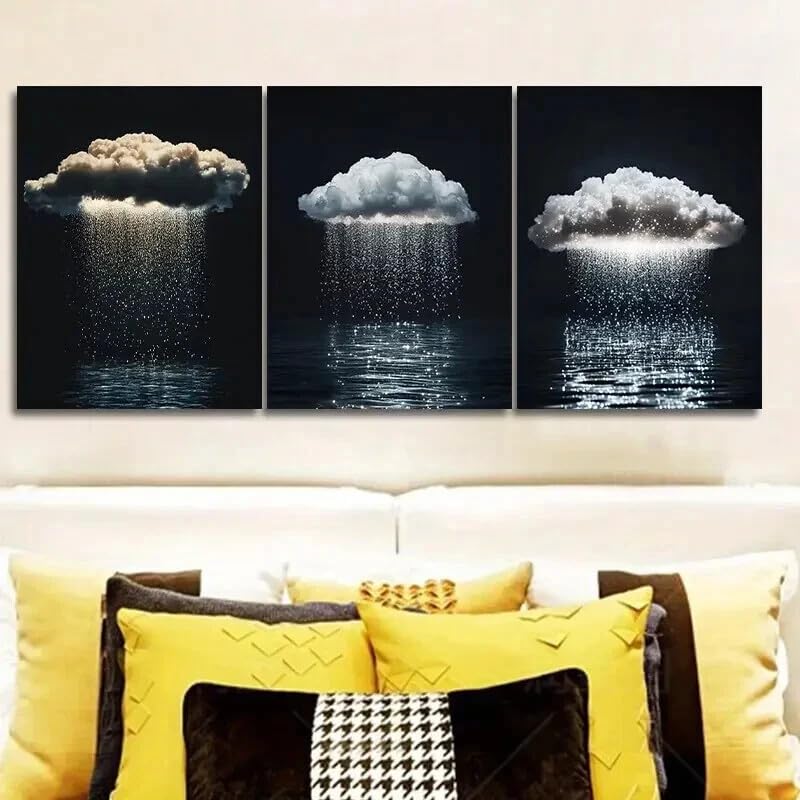 Impression d'art simple et moderne : peinture abstraite nuage pour décoration murale de salon
