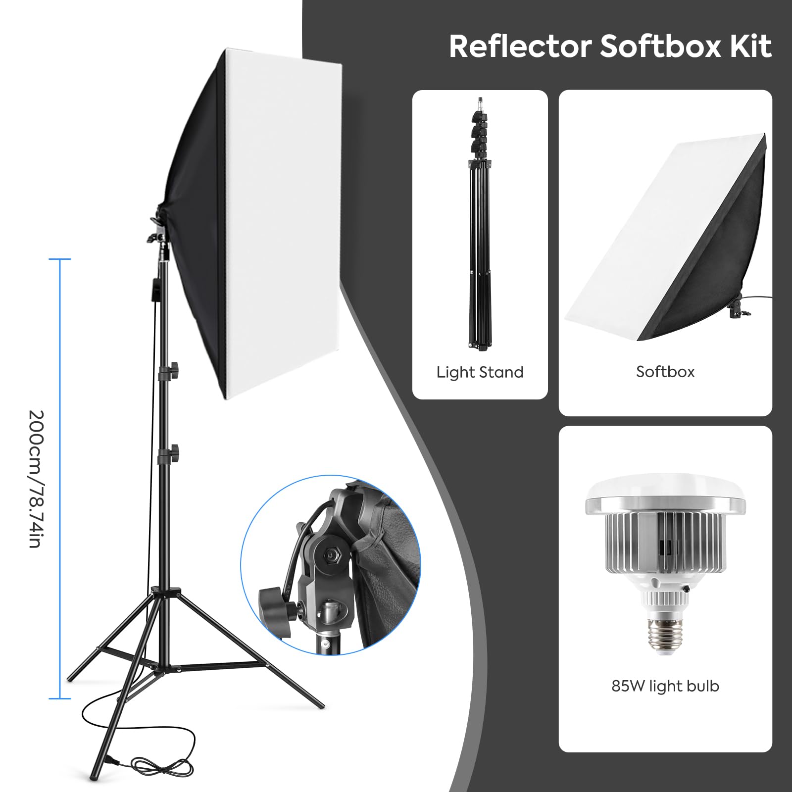 Fotostudio Set, Foccalli Softbox Studio Beleuchtungsset mit 2.6x3m Hintergrundsystem Greenscreen Set, 85W 2700-6400K LED Lampen, Regenschirme, Reflektor für Fotostudio, Porträt und Video Shooting