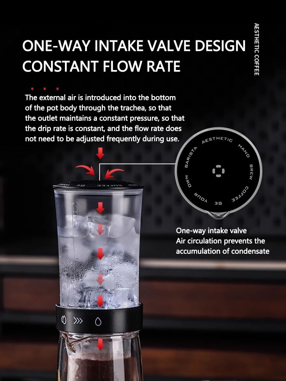 Slow Drip Cold Brew Coffee Maker, 15oz Glass Iced Coffee Maker Adjustable Dripe Flow Pour Over Coffee Brewer for Household Coffee Bar (white)