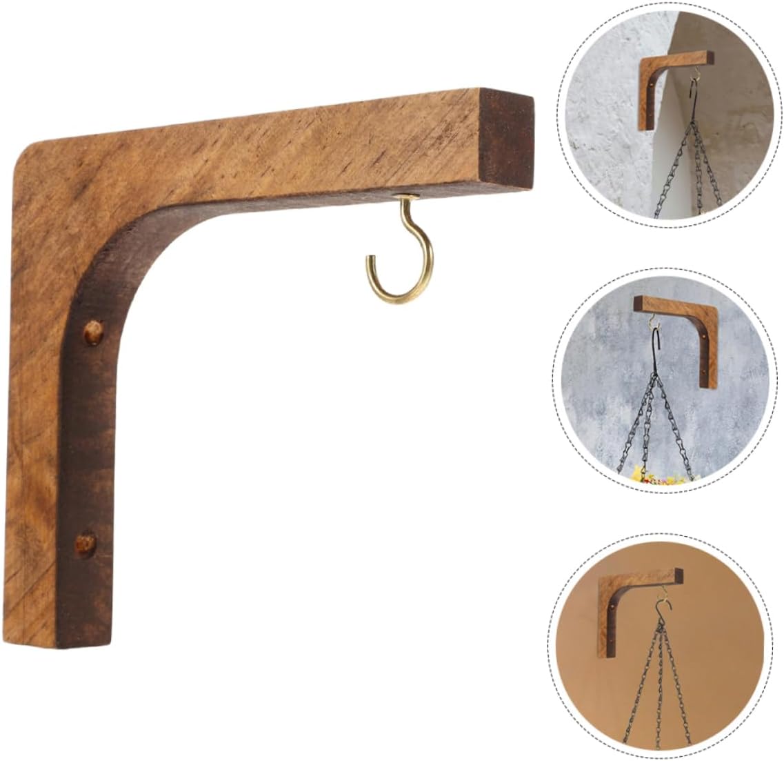 BESPORTBLE 9pcs Wooden Plant Hanger Wall Hooks for Indoor Plants Retro-Style Flowerpot Hooks for Home Decor and Garden