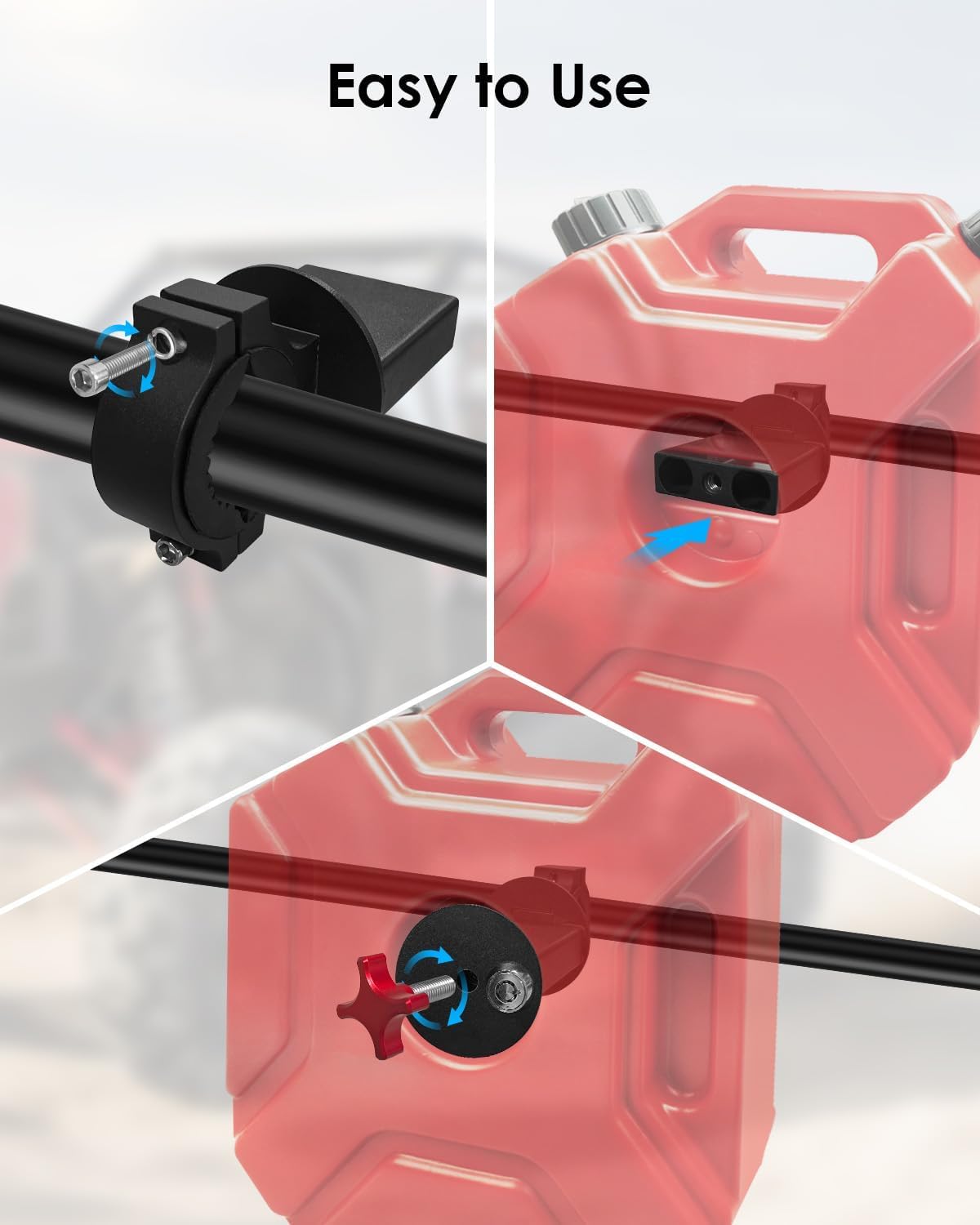 UTV Gas Tank Mount with Lock & Key, Fuel Tank Mount for 1"-2" Roll Bar, Water Tank Holder Mounting Bracket Fits for Polaris RZR Pioneer Can Am Maverick X3 UTV ATV Trucks Motorcycles Off-Road SUV