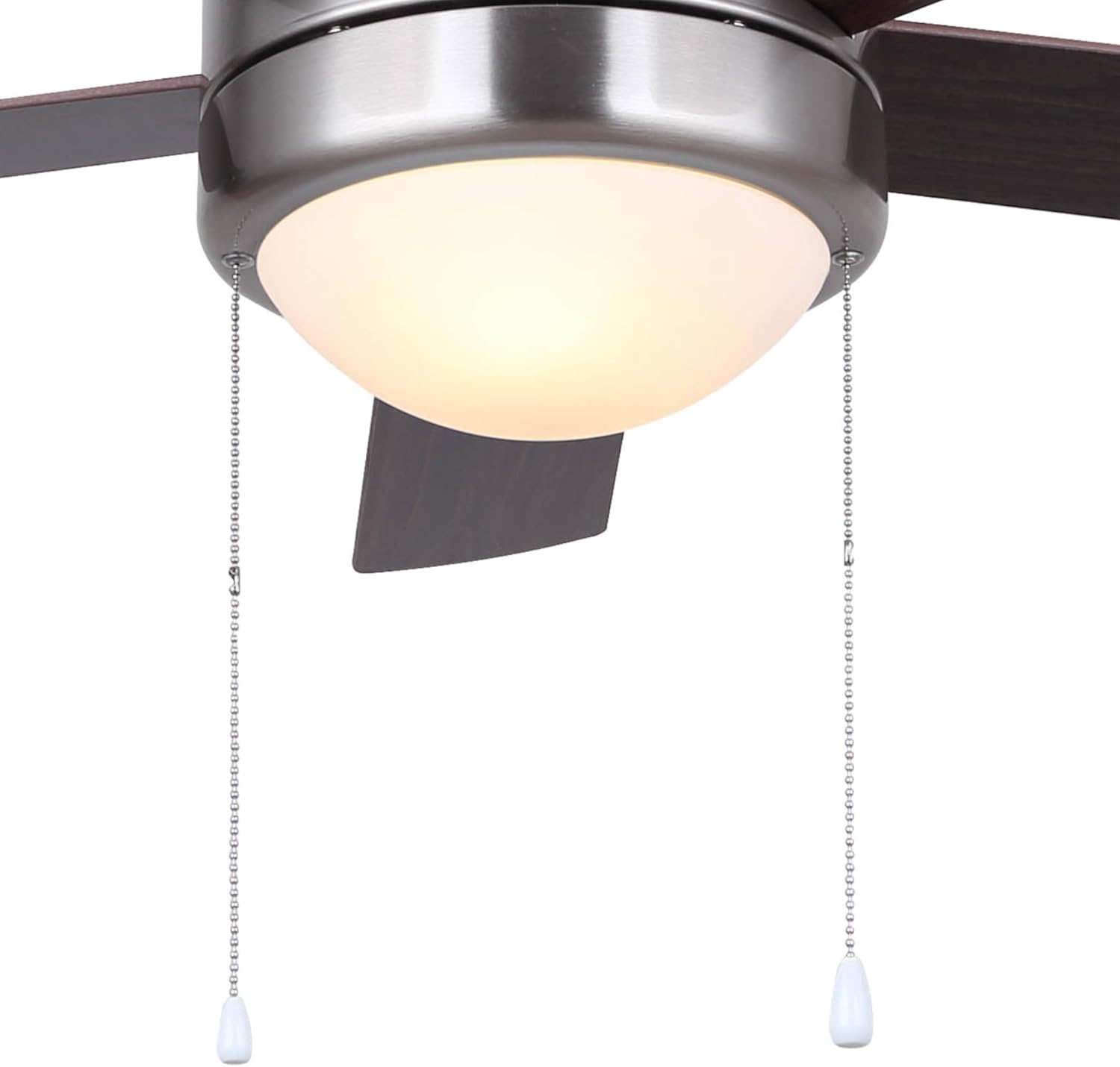 Close-up of Canarm Preston III ceiling fan pull chains