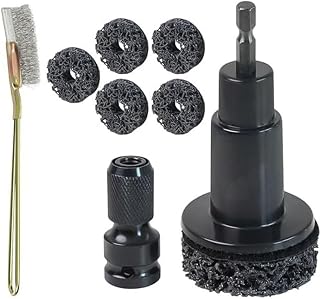 Rengöringsset för hjulnav, 8 delar, rostborttagningsskivor (svart) | 8-delat set, snabb rostborttagning, skyddar gänga, för borrmaskin, effektiv bromsmontering