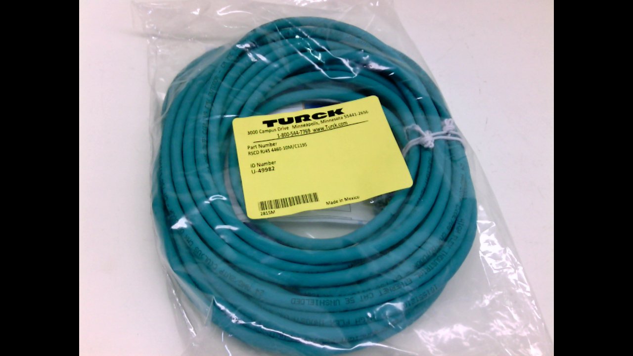 Turck Rscd Rj45 4460-10M/C1195, Ethernet Cable Assembly, U-49982 Rscd Rj45 4460-10M/C1195