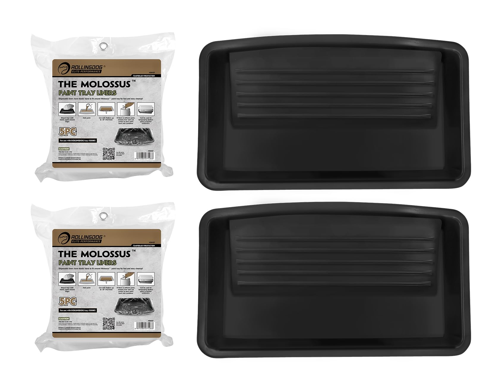 ROLLINGDOG Lot de 10 bacs à peinture de 45,7 cm avec doublures – pour peinture sur murs et plafonds, faciles à nettoyer et à changer de couleur