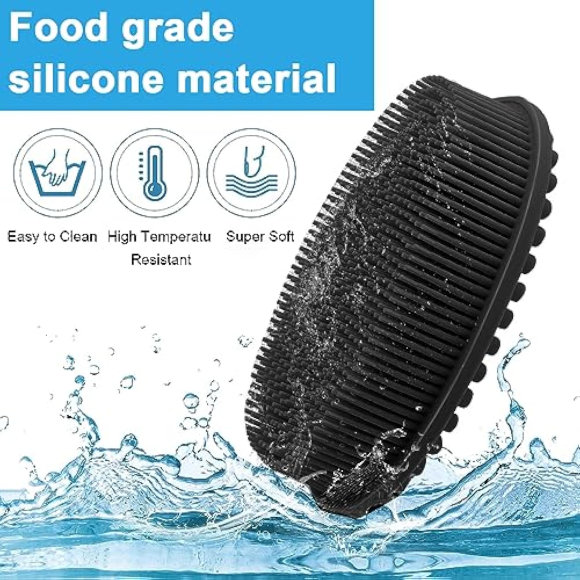 Silicone Body Scrubber, 2 in 1 Exfoliator with Handle