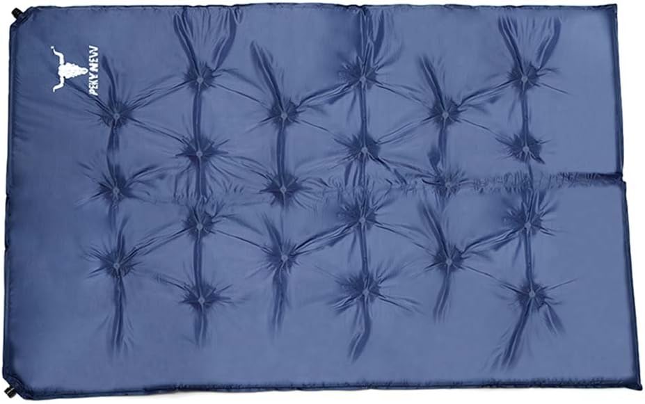 Double-wide Self-inflating Mattress with Carrying Strap for Outdoor Camping Hiking (Blue)