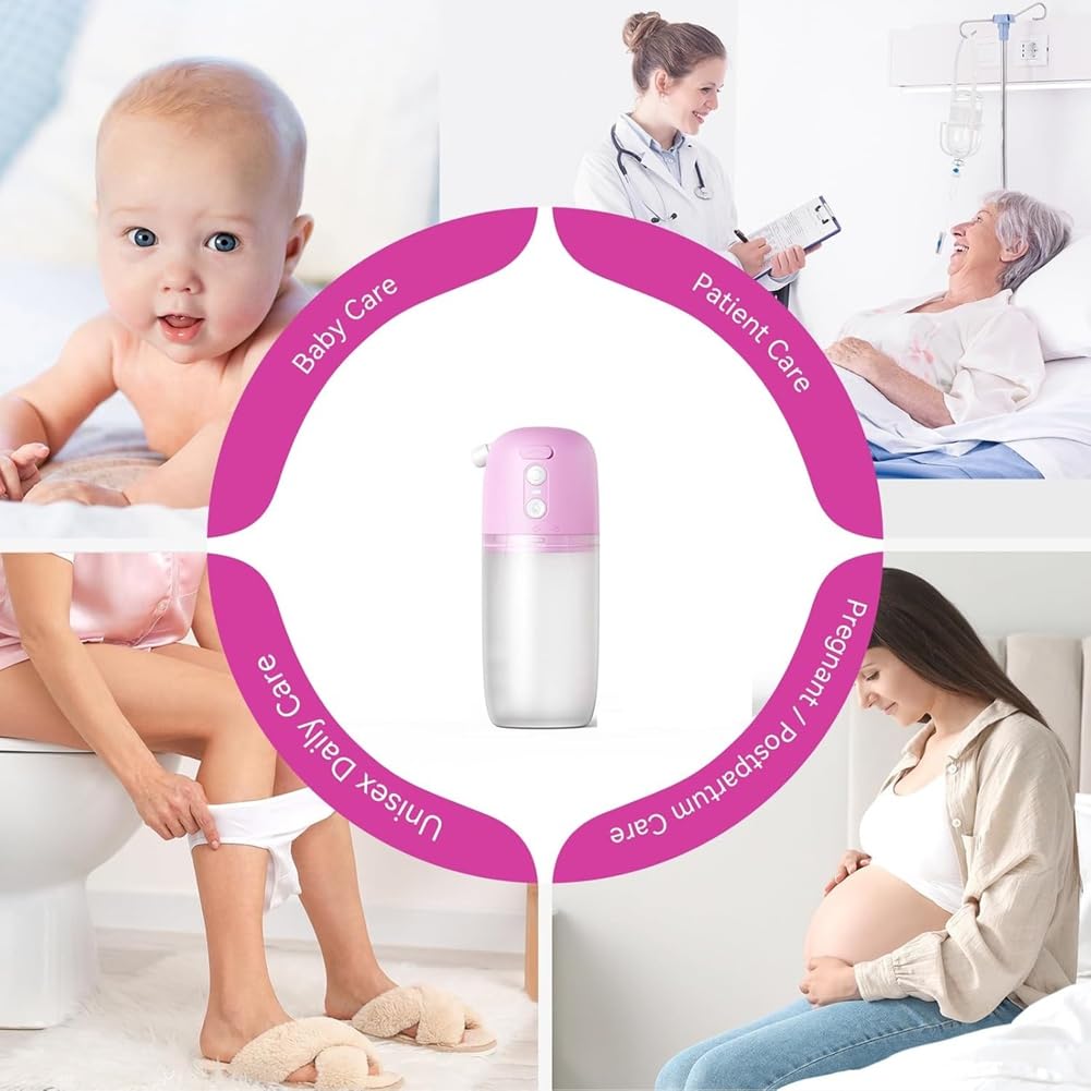 Per Bottiglia Peri per la Cura Postpartum, Bidet Portatile per Viaggi - Versione Elettrica Ricaricabile USB-C con 3 Modalità di Impostazione Della Pressione
