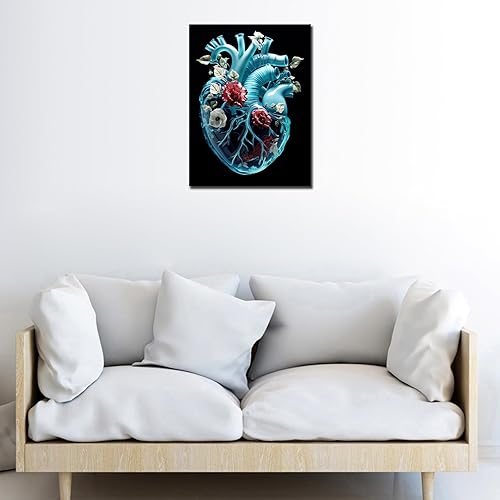 Miniatura 2 de Pintura de diamante de órgano humano 5D, kit de numeración, corazón con diamantes de imitación de cristal floral, pintura de diamantes de imitación