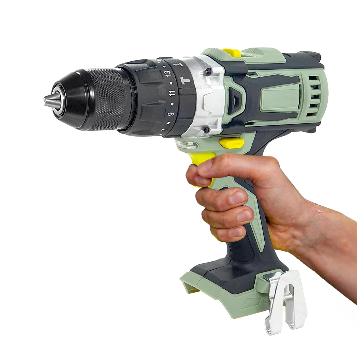 Trapano Avvitatore a Percussione 20V - 2 Velocità Meccaniche, Funzione Percussione, Mandrino Autoserrante 13mm, Ideale per Fai Da Te e Lavori Professionali, senza Batteria