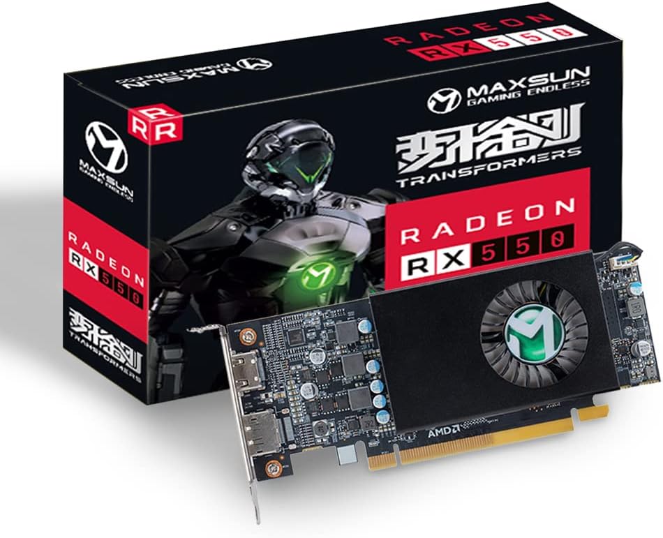 Scheda Video MAXSUN AMD Radeon RX 550 Basso Profilo 4GB GDDR5 sff Computer PC Gaming Video Scheda grafica GPU 128-Bit DirectX 12 PCI Express X16 3.0, HDMI, DisplayPort