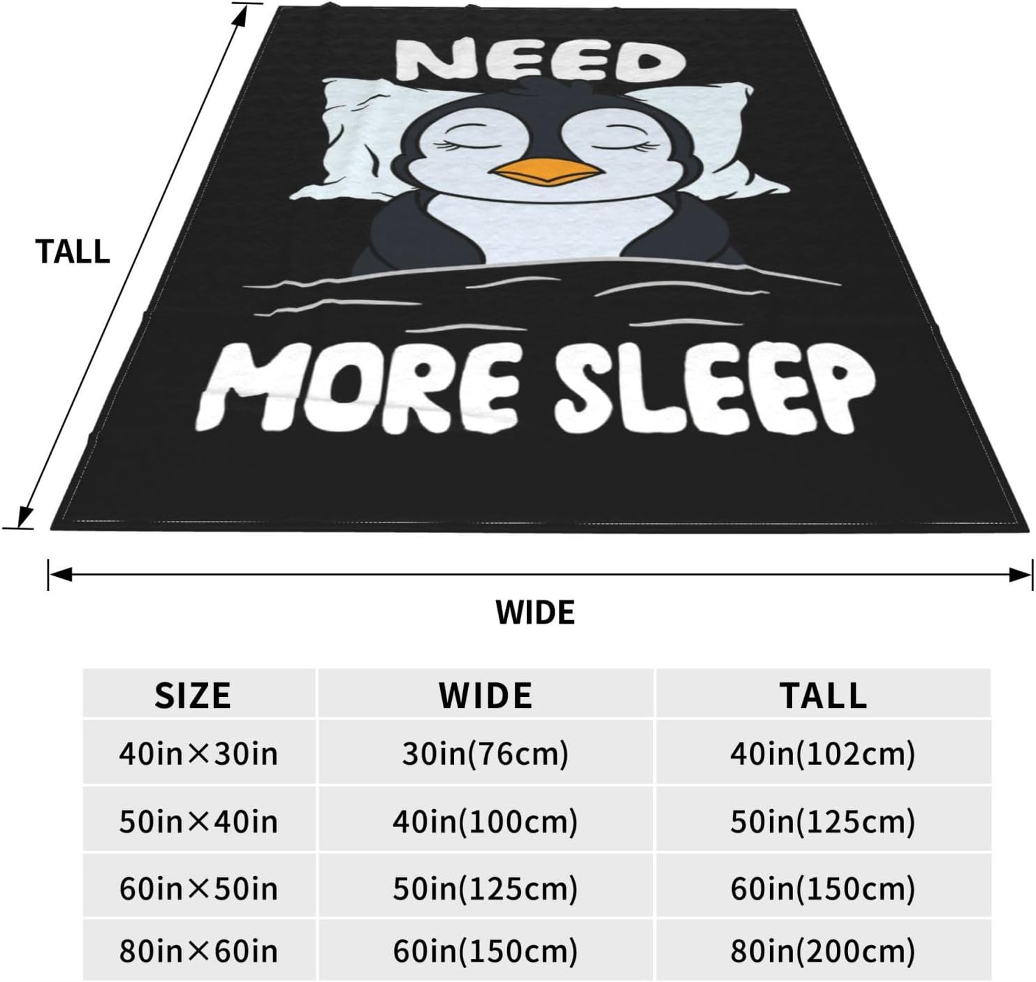 Penguin Sleep Decor Throw Blanket - Super Warm Soft Plush Lightweight Fleece Flannel Blanket for Kids Adults Women - 80"X60"