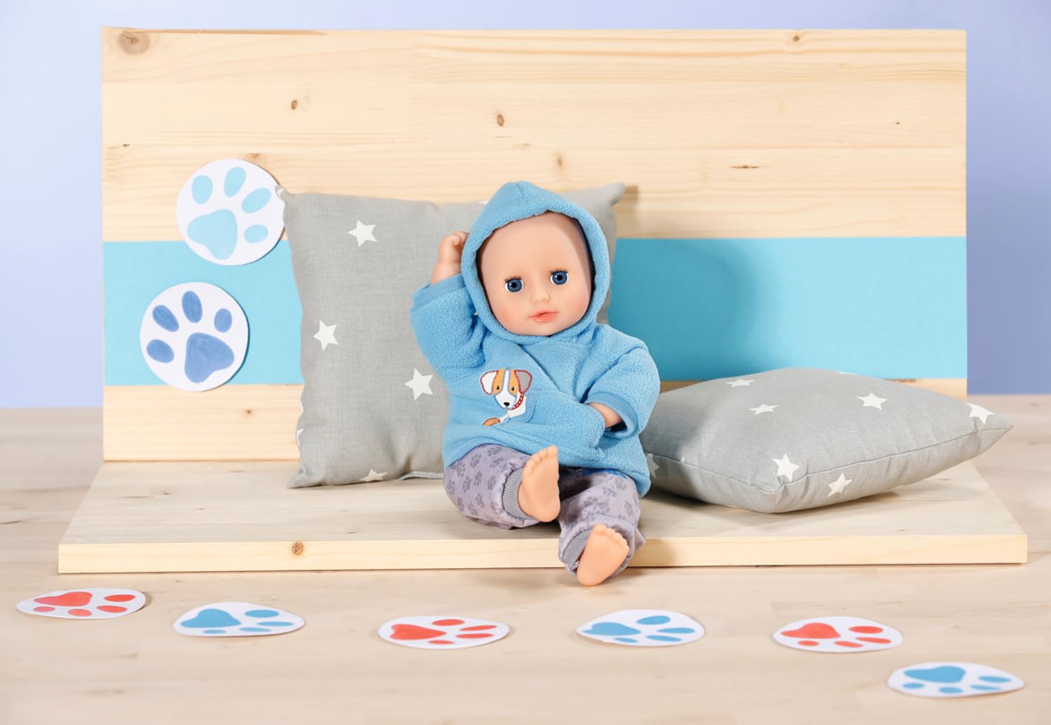 Dolly Moda, Puppenkleidung Dolly Moda Sport-Outfit Blau Hund 30 cm, Kapuzenpulli z wężem, 871577, Zapf Creation