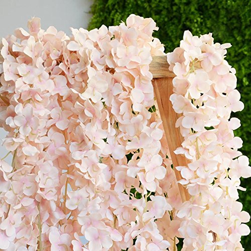 Crt Gucy 2 Pack 13 Ft Artificial Hydrangea Flower Vine Wisteria Vines Cattleya Flowers Plants For Home Hotel Office Wedding Party Garden Craft Art Décor, Champagne #TOP6
