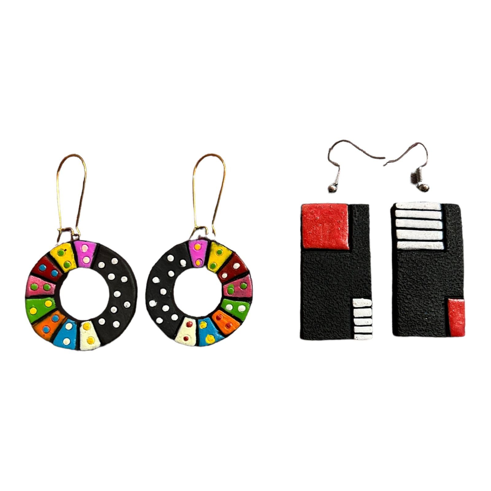 Le bijouxistic 2 Terracotta Earrings Set For Women Girls | Handmade Painted Earrings Set For Girls | Earring Set for Women in Two Different Style (B0D6SSY83S) Amazon Price History, Amazon Price Tracker